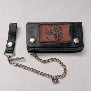 Vintage Leather Western Chain Wallet